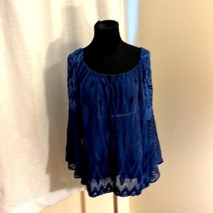 Language Blue Patterned Blouse